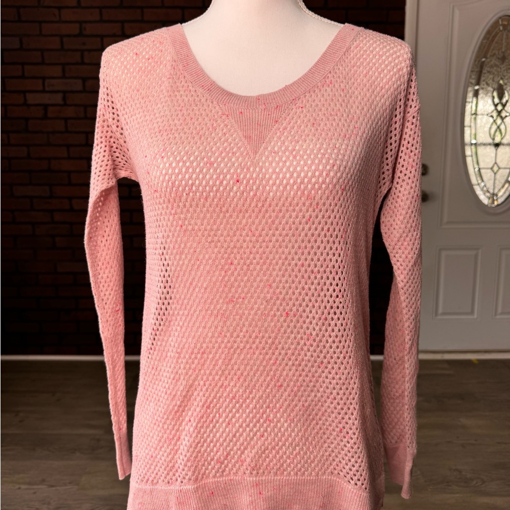 American Eagle Light Pink Open Knit Long Sleeve Top Women’s‎ XS